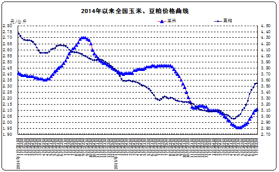 2014以来玉米、豆粕价格变化曲线.png